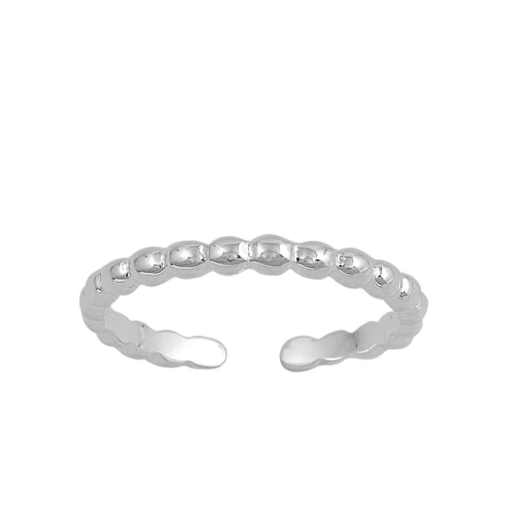 Sterling Silver Beaded Toe Ring – Adjustable Minimalist Design